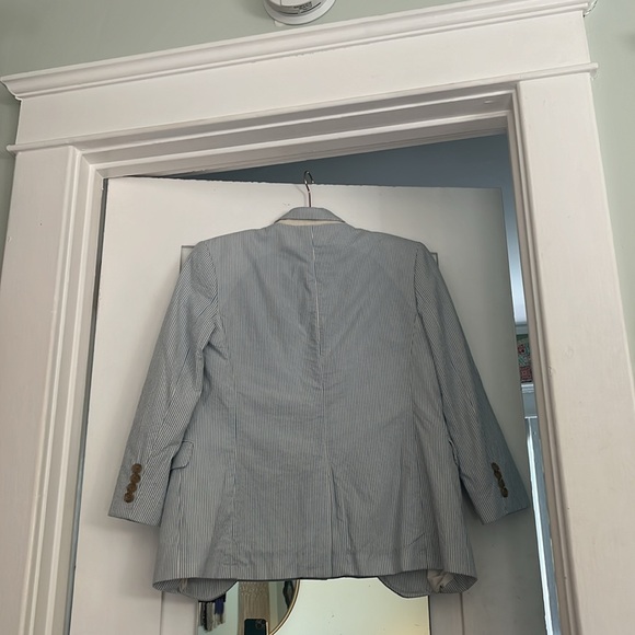 J. Crew boys Ludlow light blue and white seersucker suit - Picture 8 of 14